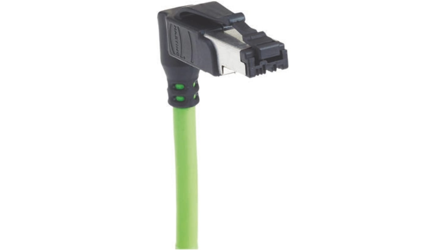 Câble Ethernet catégorie 5 U/FTP HARTING, Vert, 5m PVC Avec connecteur coudé