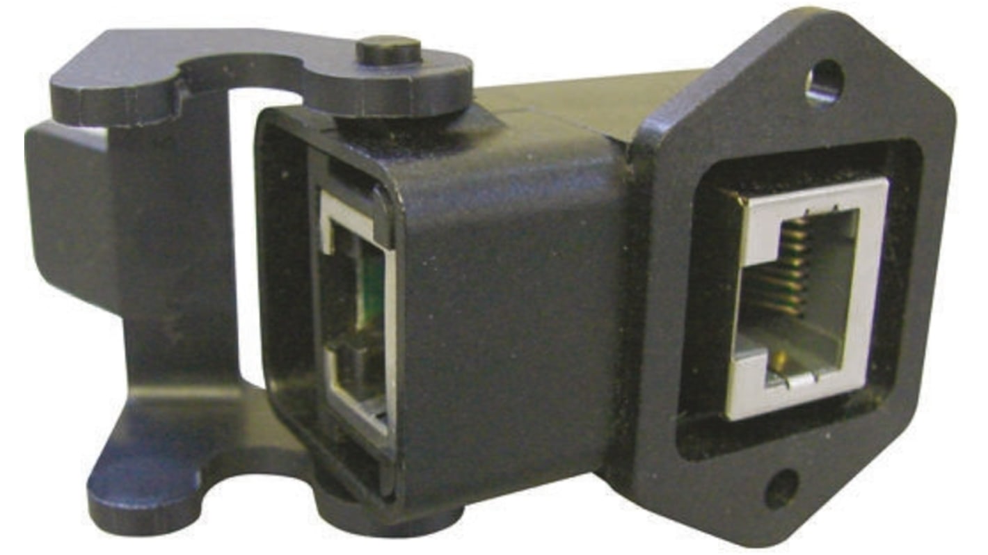 HARTING Han 3A RJ45 Series Female RJ45 Connector, Feed Through Right Angle