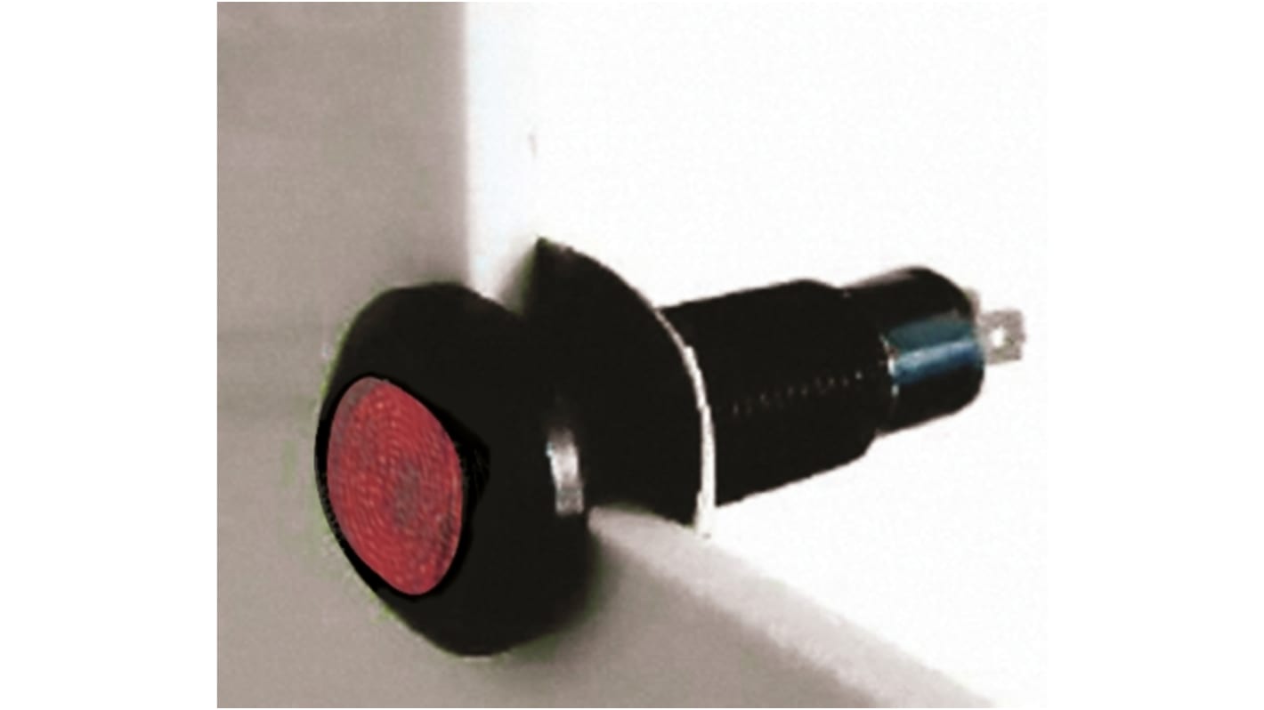 Marl Red Panel Mount Indicator, 12 → 28V, 8.1mm Mounting Hole Size, Solder Tab Termination, IP67