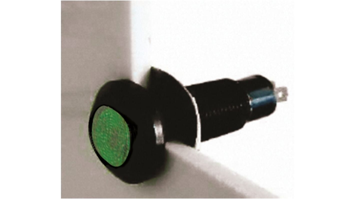 Marl Green Panel Mount Indicator, 12 → 28V, 8.1mm Mounting Hole Size, Solder Tab Termination, IP67