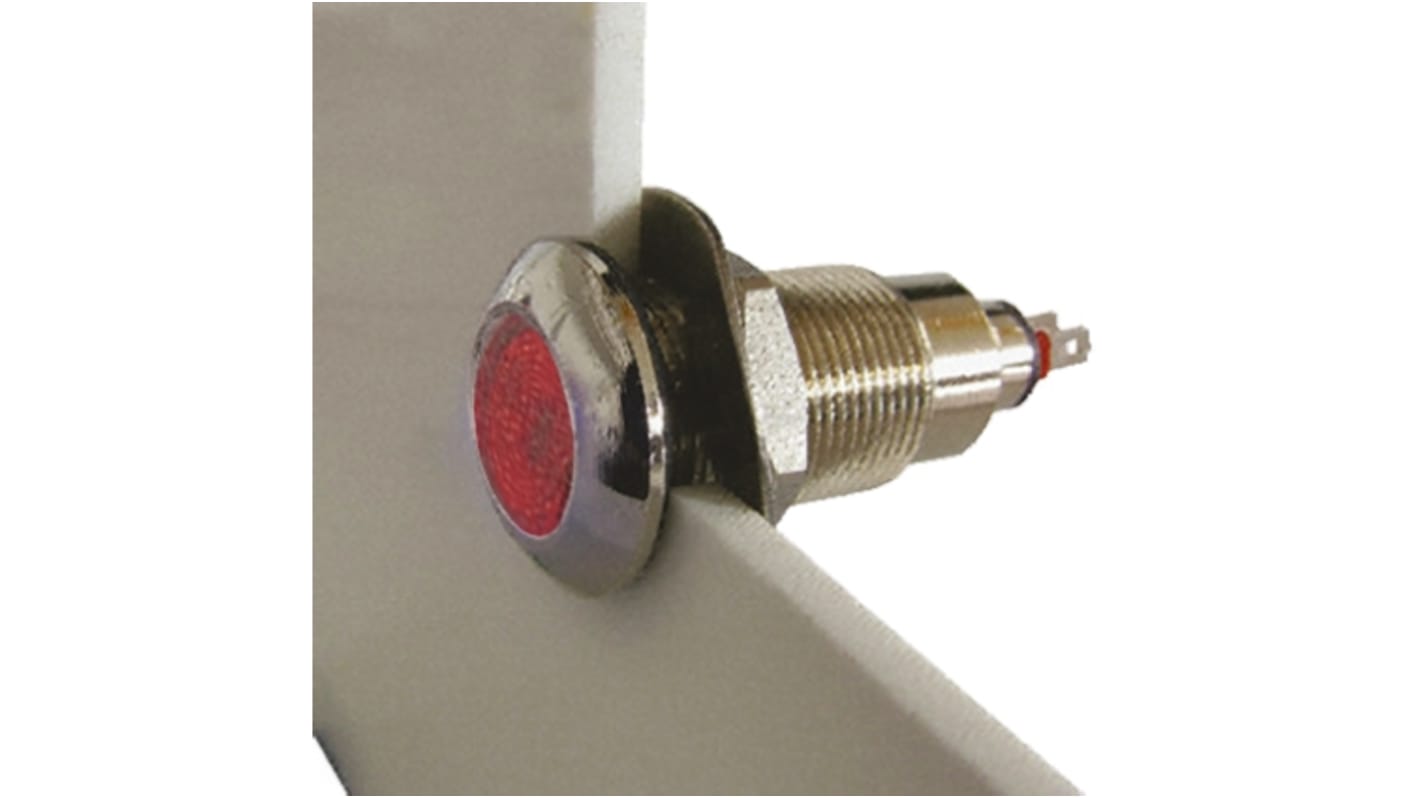 Marl Red Panel Mount Indicator, 12 → 28V, 12.7mm Mounting Hole Size, Solder Tab Termination, IP67