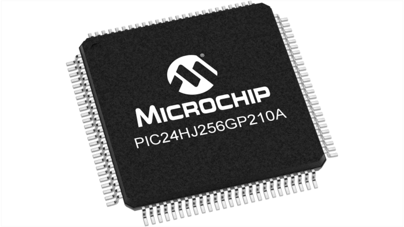 Microchip PIC24HJ单片机, PIC内核, 100针, TQFP, 最大40MIPS, 256 kB 闪存, 16 kB RAM