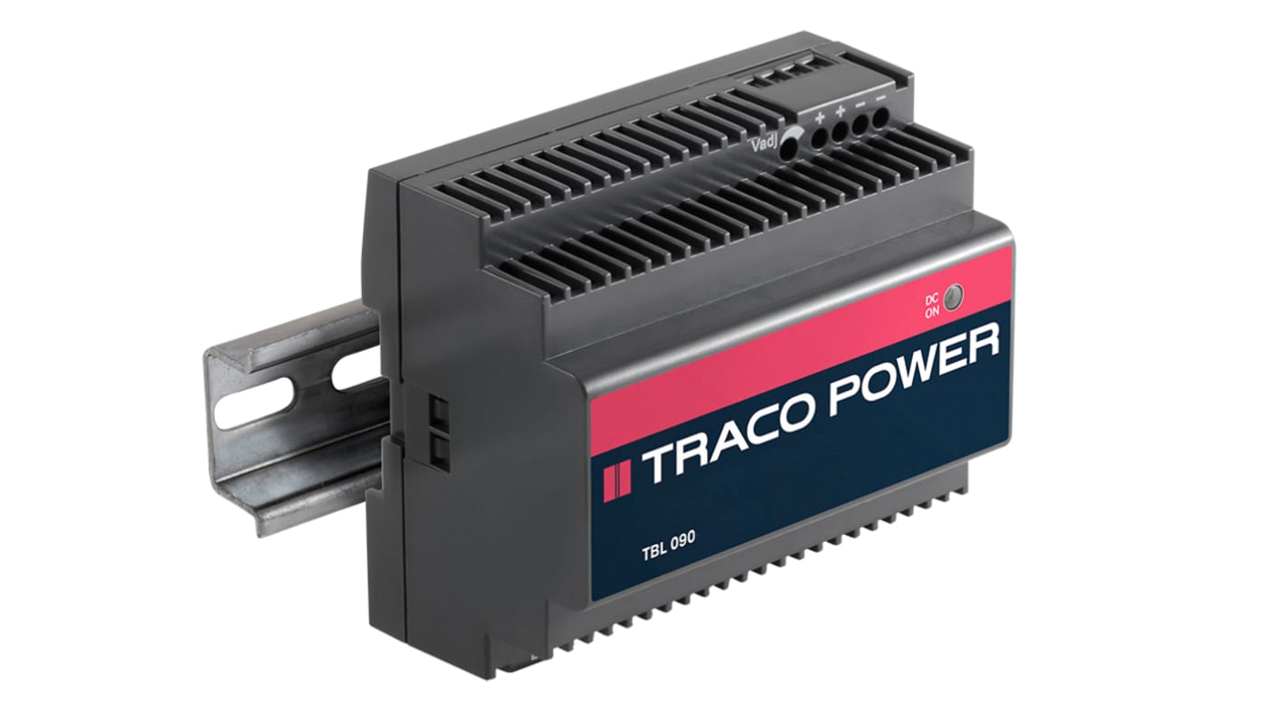 TRACOPOWER TBL Switched Mode DIN Rail Power Supply, 85 → 264V ac ac Input, 24V dc dc Output, 3.75A Output, 90W