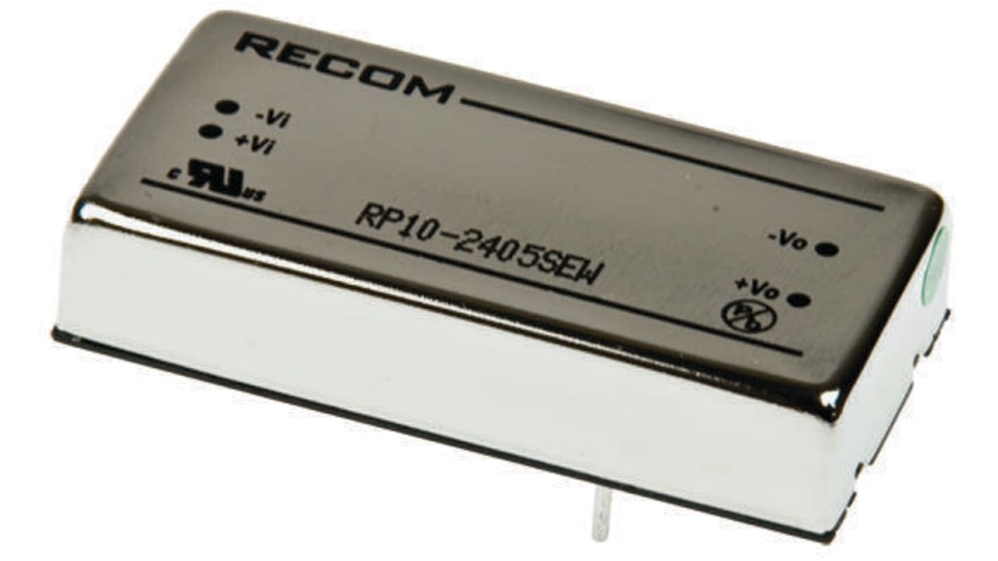 Recom RP10 EW DC-DC Converter, 5V dc/ 2A Output, 18 → 75 V dc Input, 10W, Through Hole, +85°C Max Temp -20°C Min