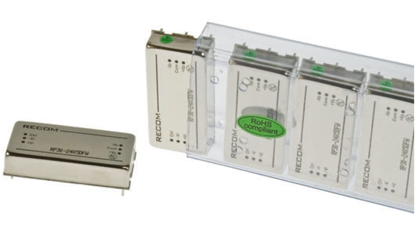 Przetwornica DC-DC, 30W, Uwe 18 → 36 V DC, Uwy ±5V dc, Iwy ±3A, Recom