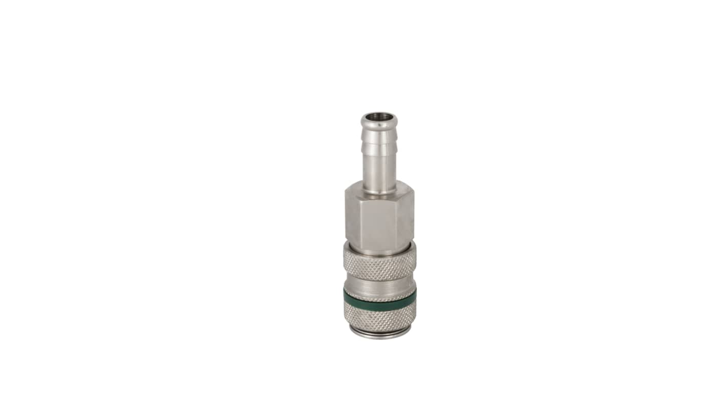 RS PRO Brass, Steel Female, Male Pneumatic Quick Connect Coupling, 6mm Hose Barb