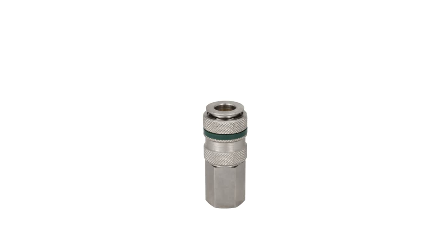 RS PRO Brass, Steel Female Pneumatic Quick Connect Coupling, G 1/4 Female Threaded