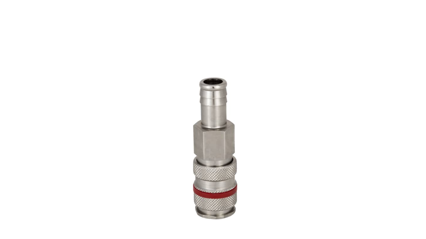 RS PRO Brass, Steel Female, Male Pneumatic Quick Connect Coupling, 10mm Hose Barb