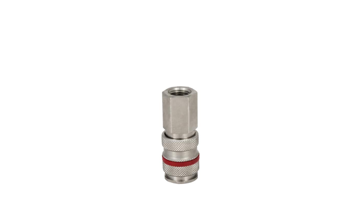 RS PRO Brass, Steel Female Pneumatic Quick Connect Coupling, G 3/8 Female Threaded