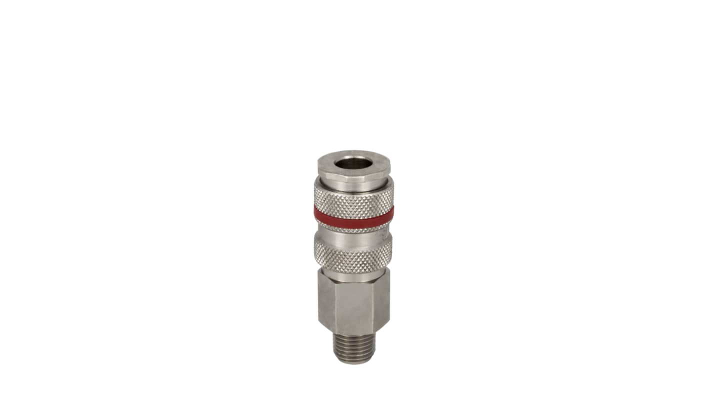 RS PRO Brass, Steel Male Pneumatic Quick Connect Coupling, R 3/8 Male Threaded