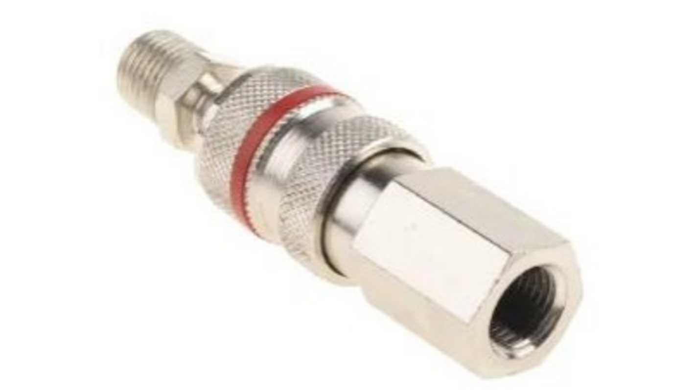 RS PRO 气动快速接头, G 1/4 内螺纹，R 1/4 外螺纹, 黄铜, 钢制, 35bar, PLC 60，Rectus 19标准, 19系列