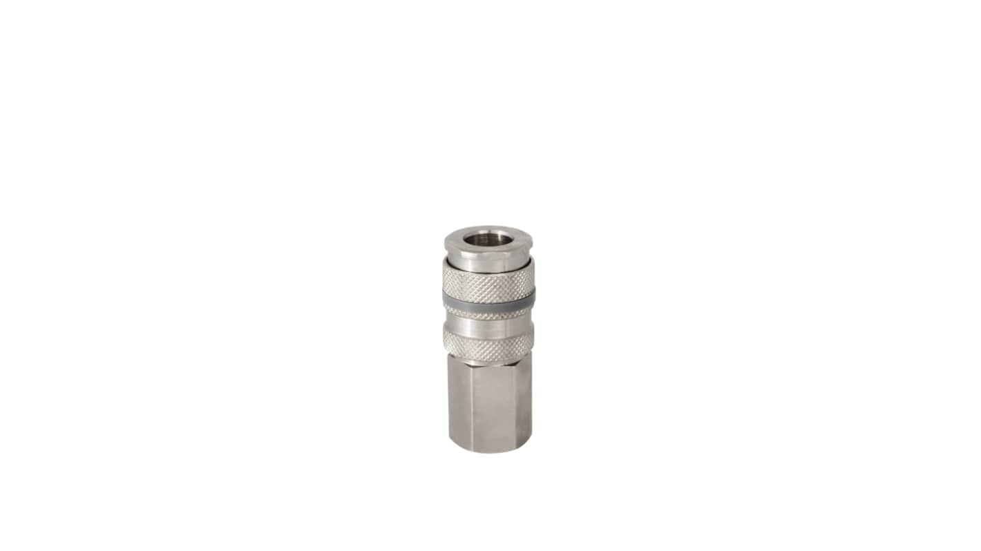 RS PRO Brass, Steel Female Pneumatic Quick Connect Coupling, G 3/8 Female Threaded