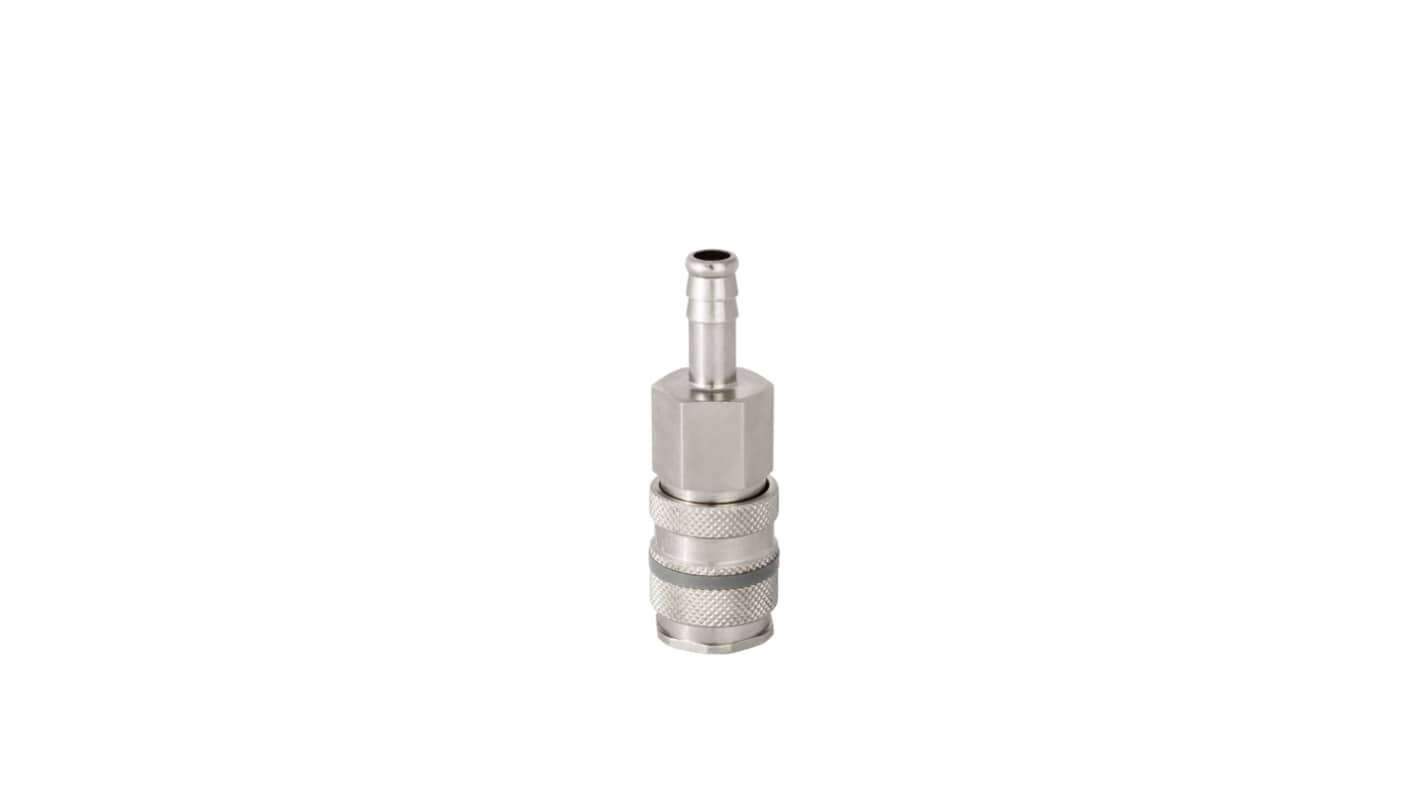 RS PRO Brass, Steel Female, Male Pneumatic Quick Connect Coupling, 6mm Hose Barb