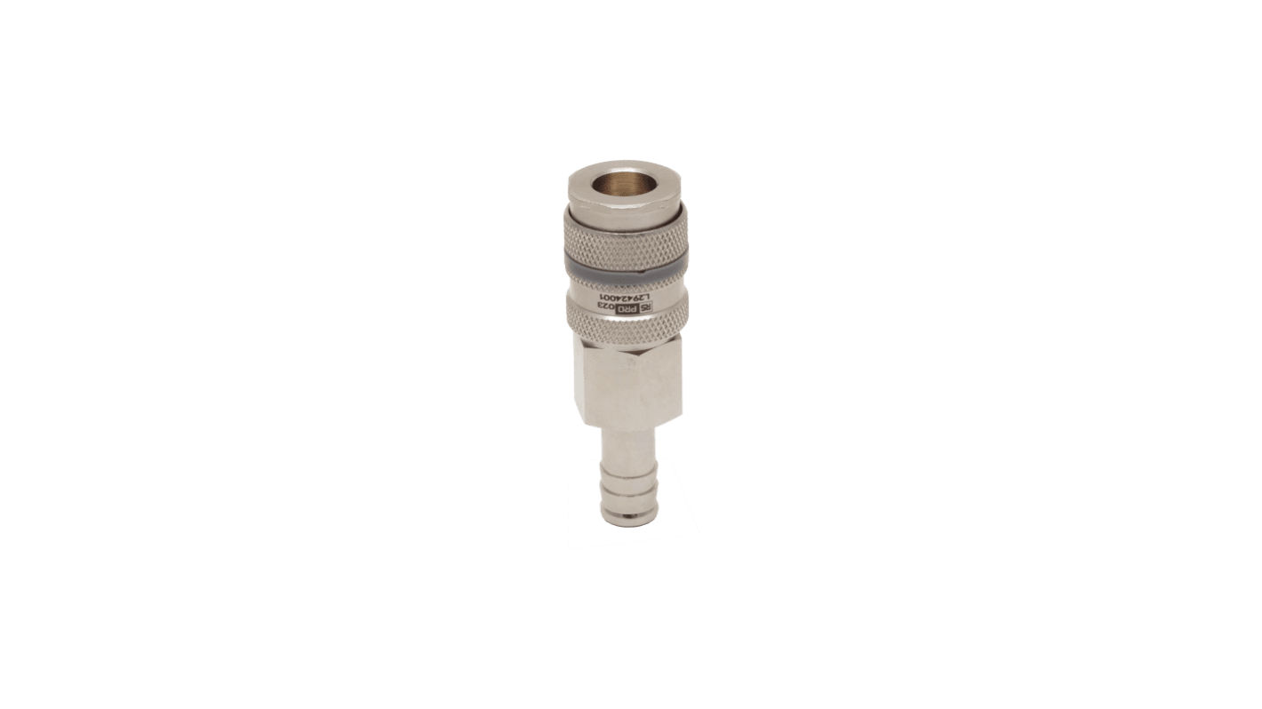 RS PRO Brass, Steel Female, Male Pneumatic Quick Connect Coupling, 10mm Hose Barb
