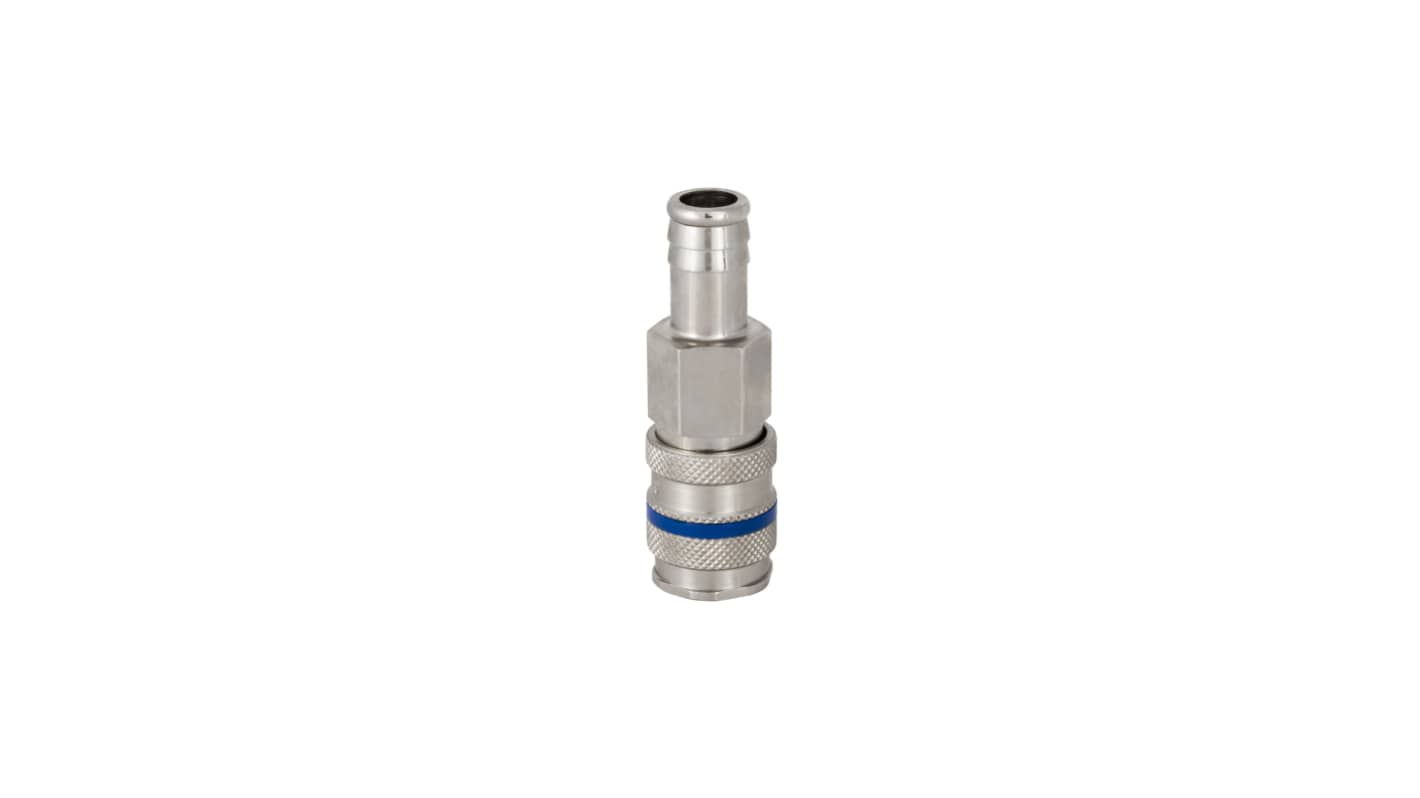 RS PRO Brass, Steel Female, Male Pneumatic Quick Connect Coupling, 8mm Hose Barb