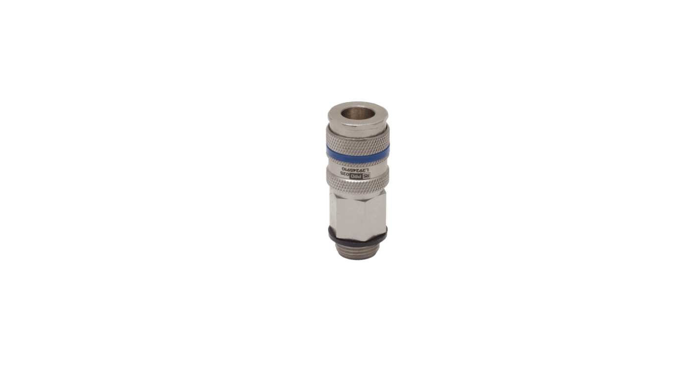 RS PRO Brass, Steel Male Pneumatic Quick Connect Coupling, G 1/4 Male Threaded