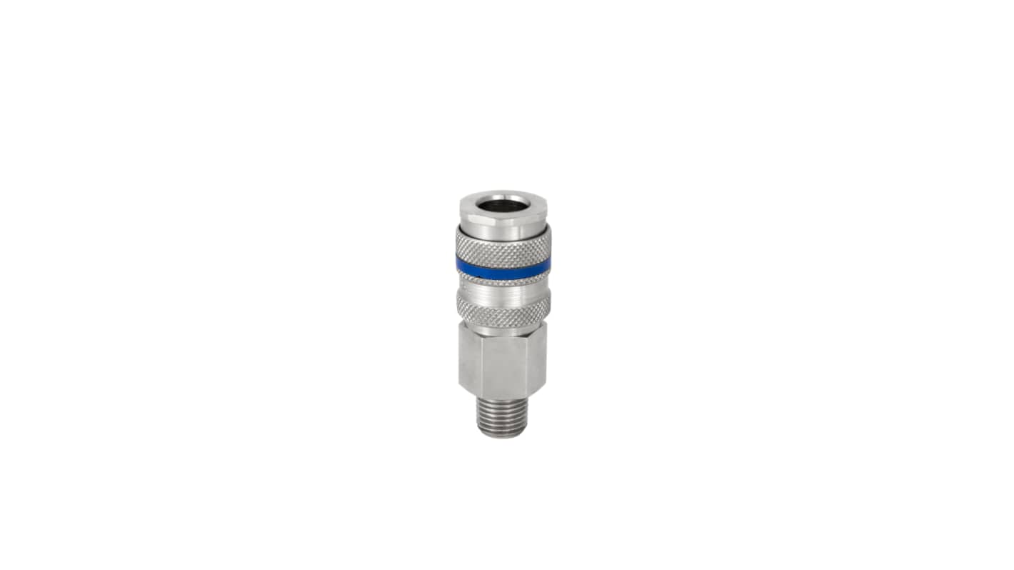RS PRO Brass, Steel Male Pneumatic Quick Connect Coupling, G 3/8 Male Threaded