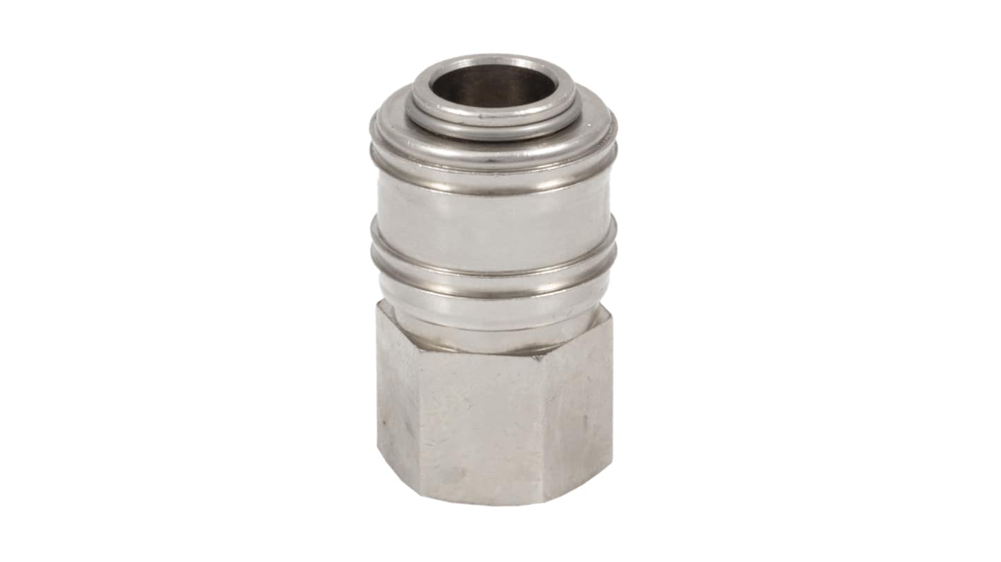 RS PRO Brass Female Pneumatic Quick Connect Coupling, G 3/8 Female Threaded