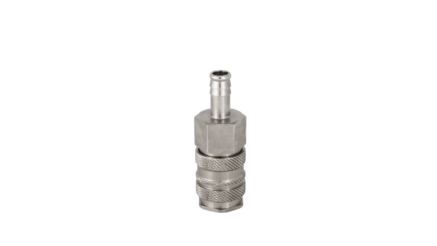 Raccord rapide pneumatique RS PRO, Tuyau cannelé vers Femelle, Mâle 6mm CEJN 410, Rectus 27, TST 410 en Laiton, Acier