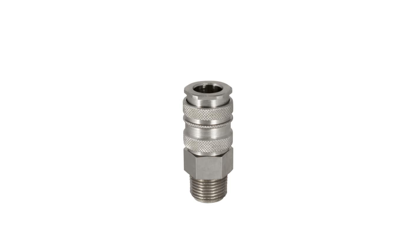 RS PRO Brass, Steel Male Pneumatic Quick Connect Coupling, G 1/4 Male Threaded