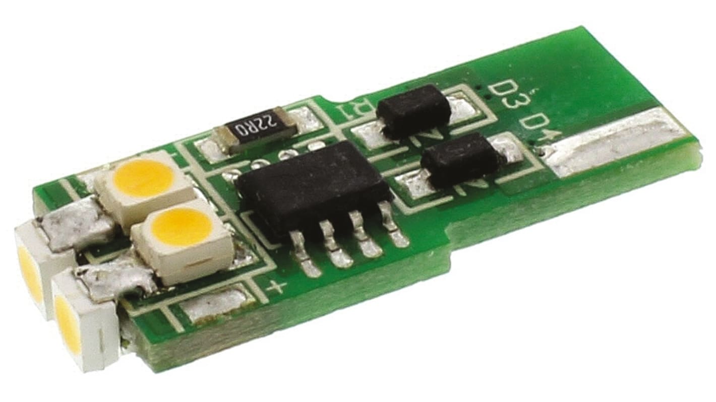 Lampada per indicatori JKL Components, lunga 27.3mm, 12V, luce color Bianco, Chip singolo con base Cuneo piatto