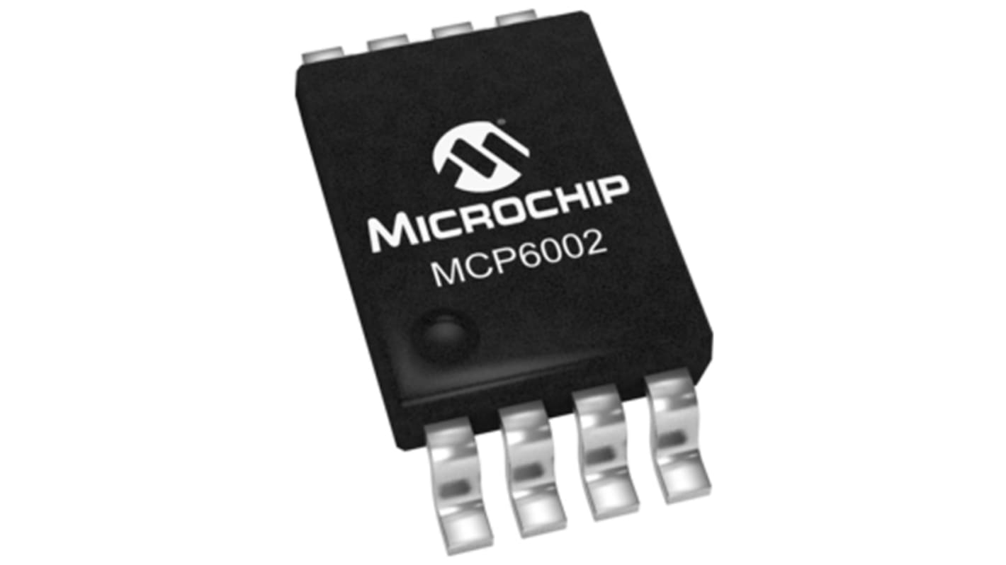 MCP6002-I/MS Microchip, Op Amp, RRIO, 1MHz, 3 V, 5 V, 8-Pin MSOP