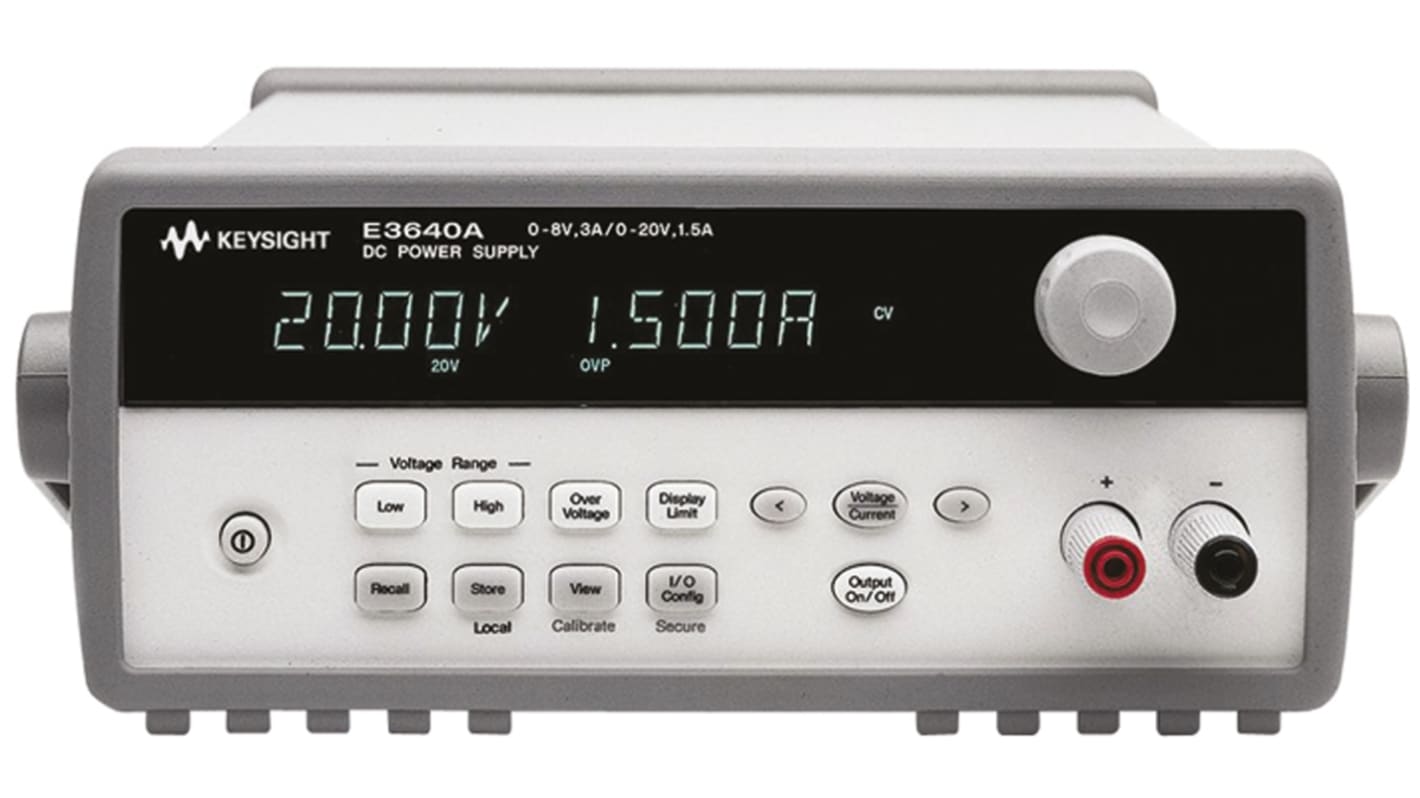 Fuente de alimentación Keysight Technologies E3642A, calibrado UKAS, 1 salida, 0 → 20V, 2.5A, 40W