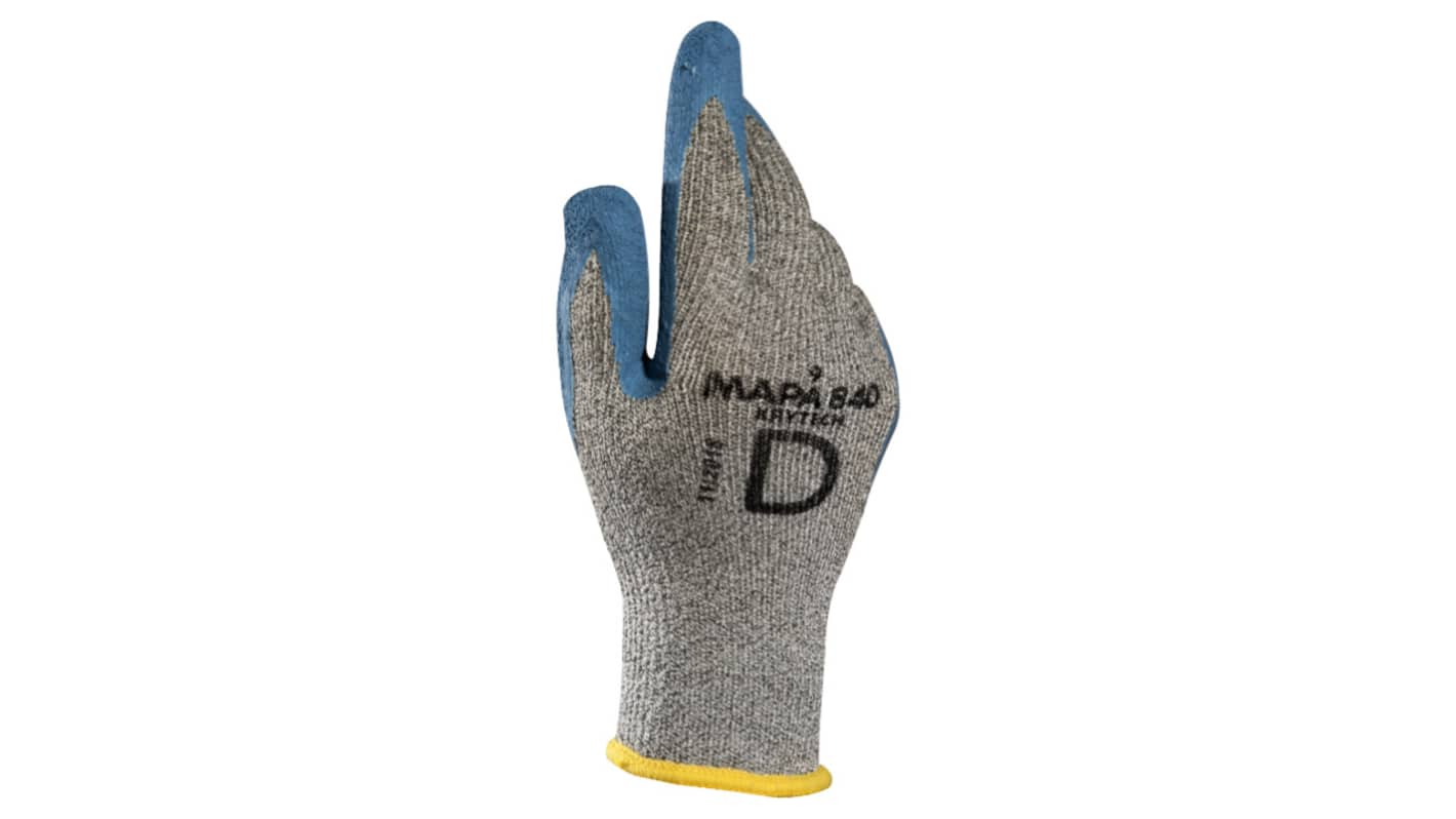 Mapa KRYTECH 840 Grey Latex Cut Resistant Work Gloves, Size 9, Latex Coating