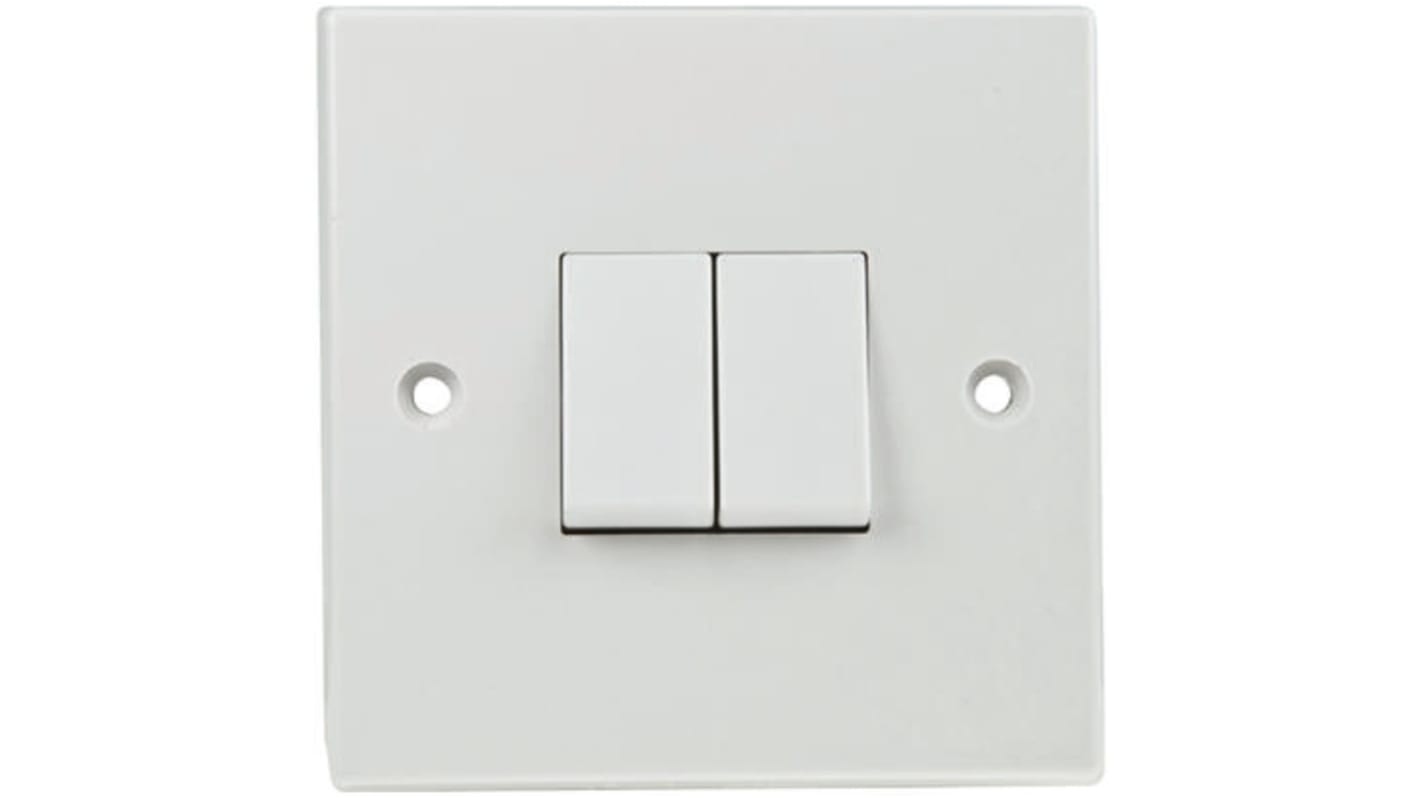 Volex Accessories Rocker Light Switch, 2 Way, 2 Gang