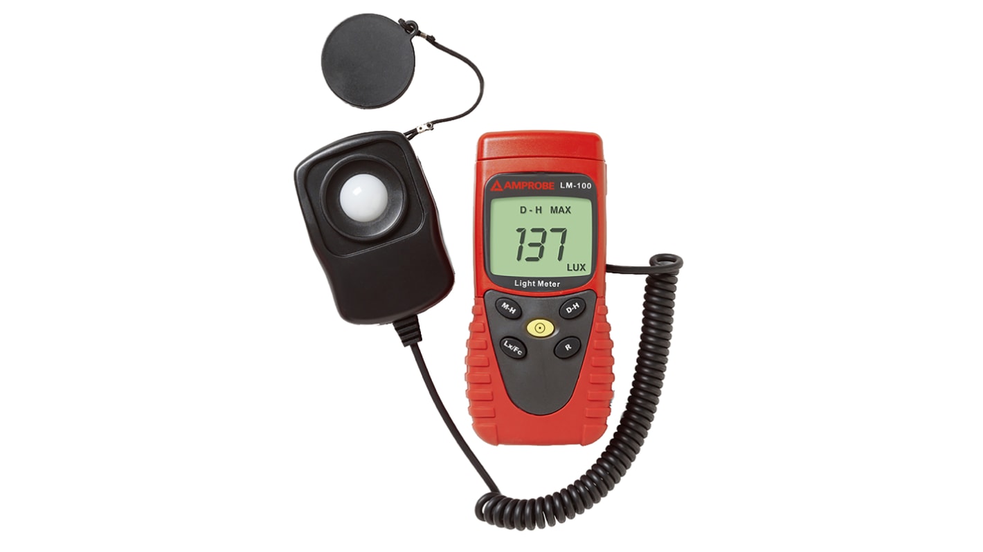 Amprobe LM-100 Light Meter, 20lx to 200000lx, ±6 %