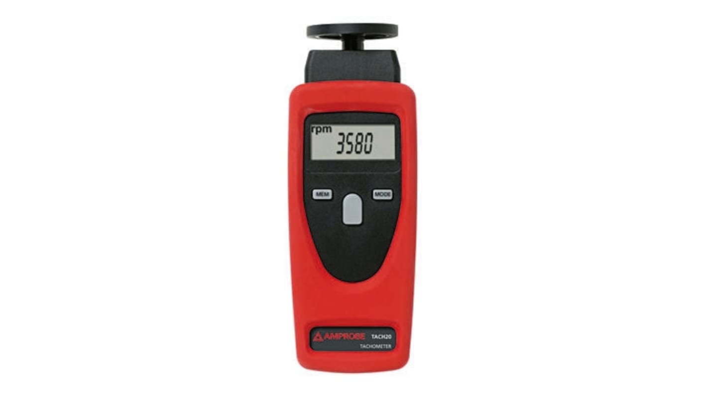 Amprobe TACH20 转速仪, LCD显示, 最高9999 rpm, 99999 rpm, ±0.02% + 1 位精度, AA电池