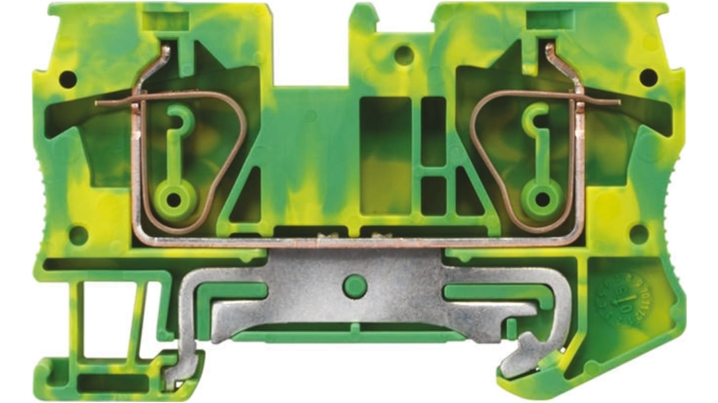 Siemens 8WH Series Green/Yellow DIN Rail Terminal Block, 0.2 → 10mm², Single-Level, Spring Clamp Termination