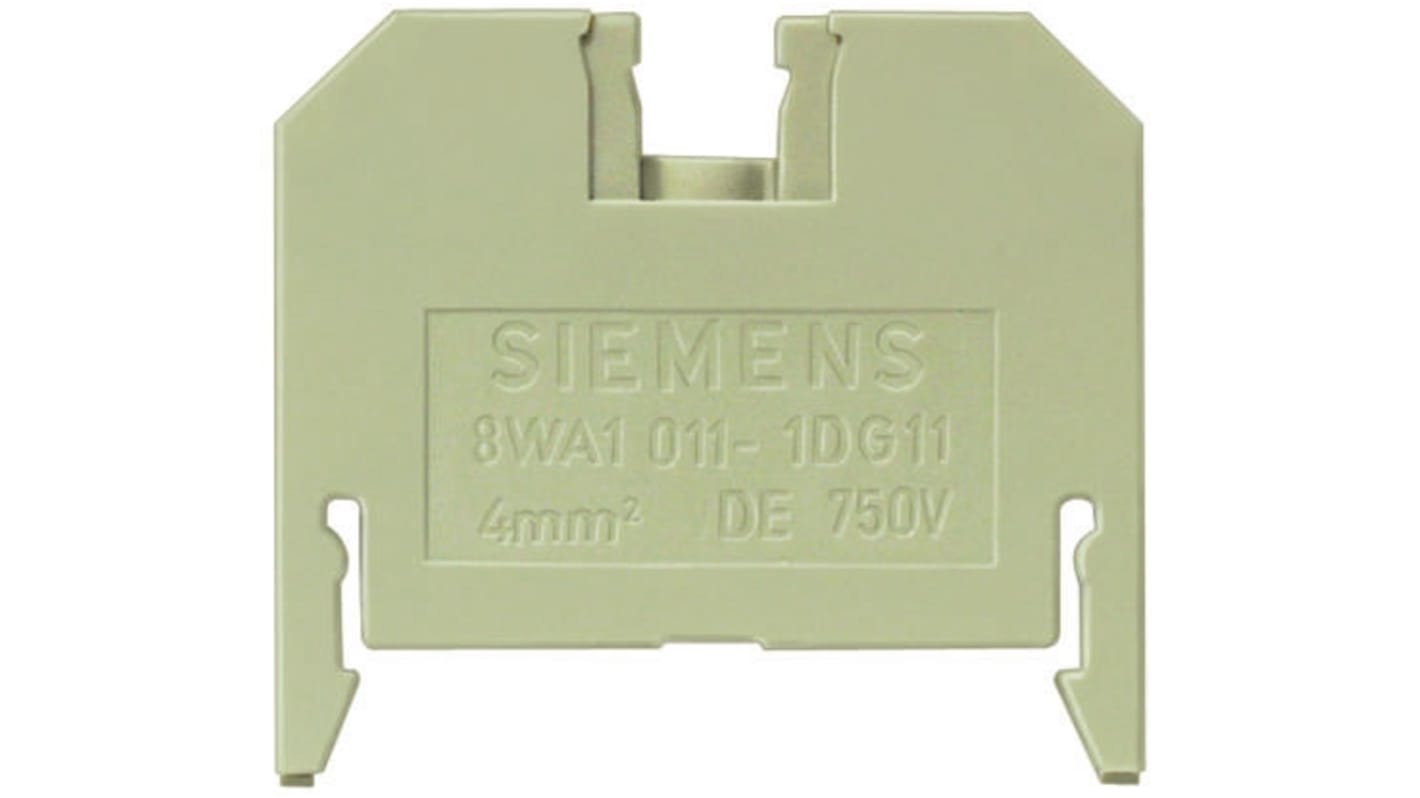 Bloc de jonction rail DIN Siemens 8WA, 4mm², A visser, Marron