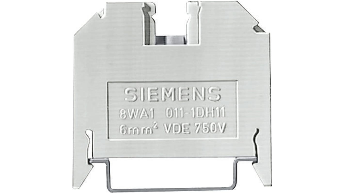 Bloc de jonction rail DIN Siemens 8WA, 6mm², A visser, Marron