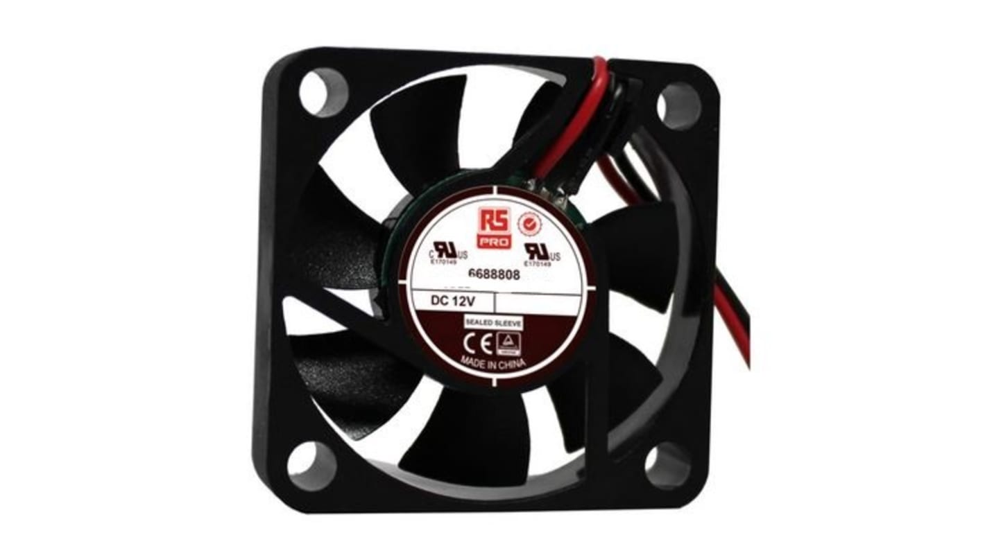 RS PRO Axial Fan, 12 V dc, DC Operation, 11.4m³/h, 1.2W, 100mA Max, 40 x 40 x 10mm