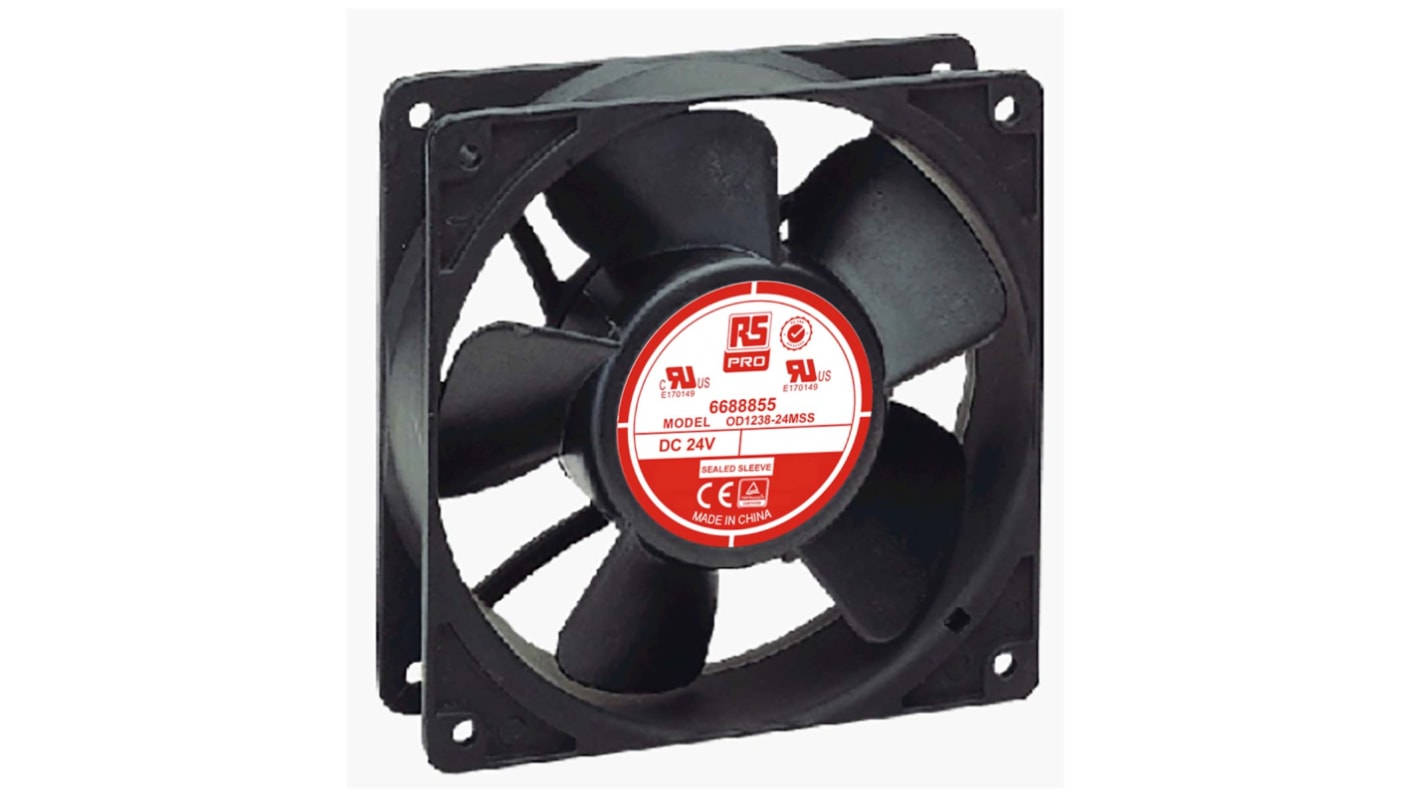 RS PRO Axial Fan, 24 V dc, DC Operation, 163.1m³/h, 4.8W, 230mA Max, 120 x 120 x 38mm