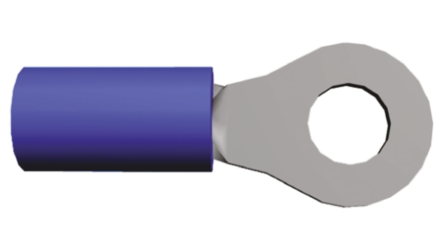 TE Connectivity PLASTI-GRIP Ringkabelschuh, Isoliert, PVC, Blau, max. 2.6mm², M4