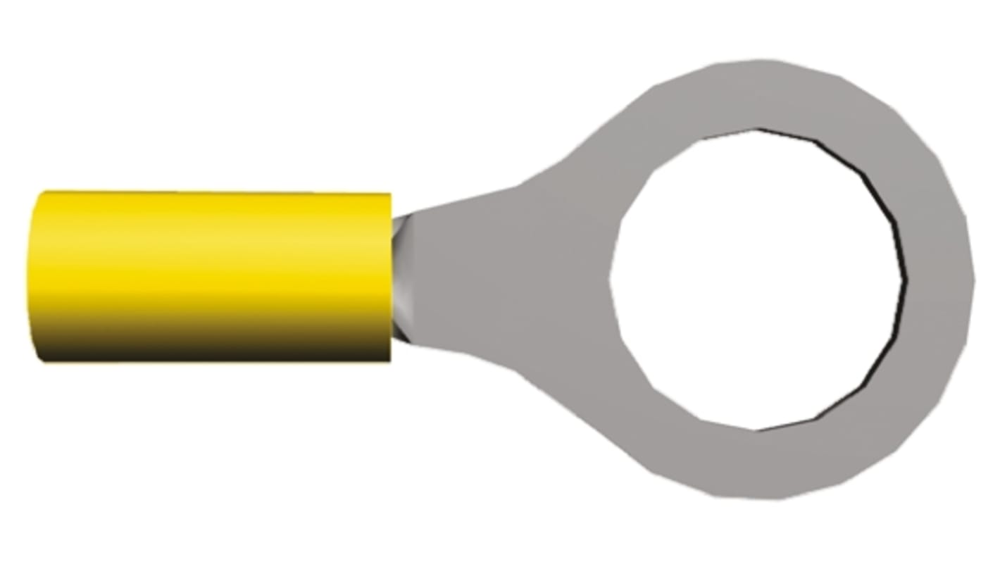 TE Connectivity, PLASTI-GRIP Insulated Ring Terminal, M12 Stud Size, 2.6mm² to 6.6mm² Wire Size, Yellow