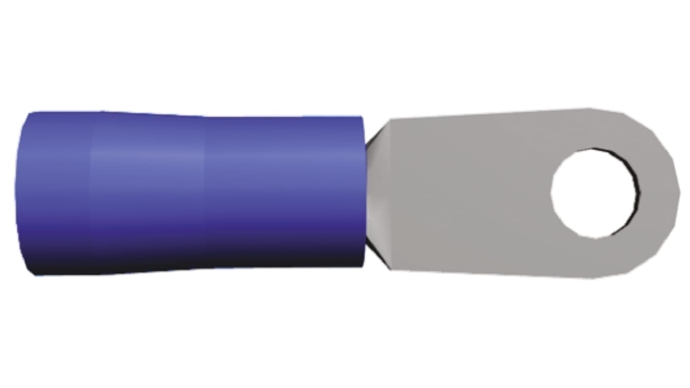TE Connectivity PLASTI-GRIP Ringkabelschuh, Isoliert, Vinyl, Blau, aussen ø 12.7mm, innen ø 4.34mm, max. 16.77mm², M4
