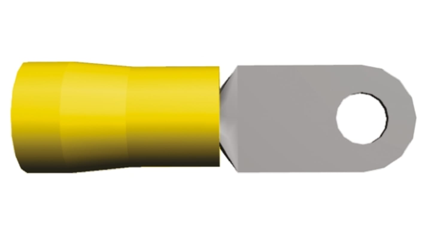 TE Connectivity, PLASTI-GRIP Insulated Ring Terminal, M5 (#10) Stud Size, 16.77mm² to 26.65mm² Wire Size, Yellow