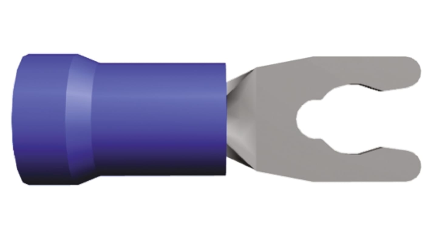 TE Connectivity, PLASTI-GRIP Insulated Crimp Spade Connector, 1mm² to 2.6mm², 16AWG to 14AWG, M3.5 Stud Size Vinyl, Blue