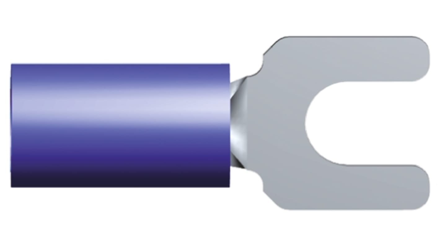 TE Connectivity, PLASTI-GRIP Insulated Crimp Spade Connector, 1mm² to 2.6mm², 16AWG to 14AWG, M4 Stud Size Vinyl, Blue