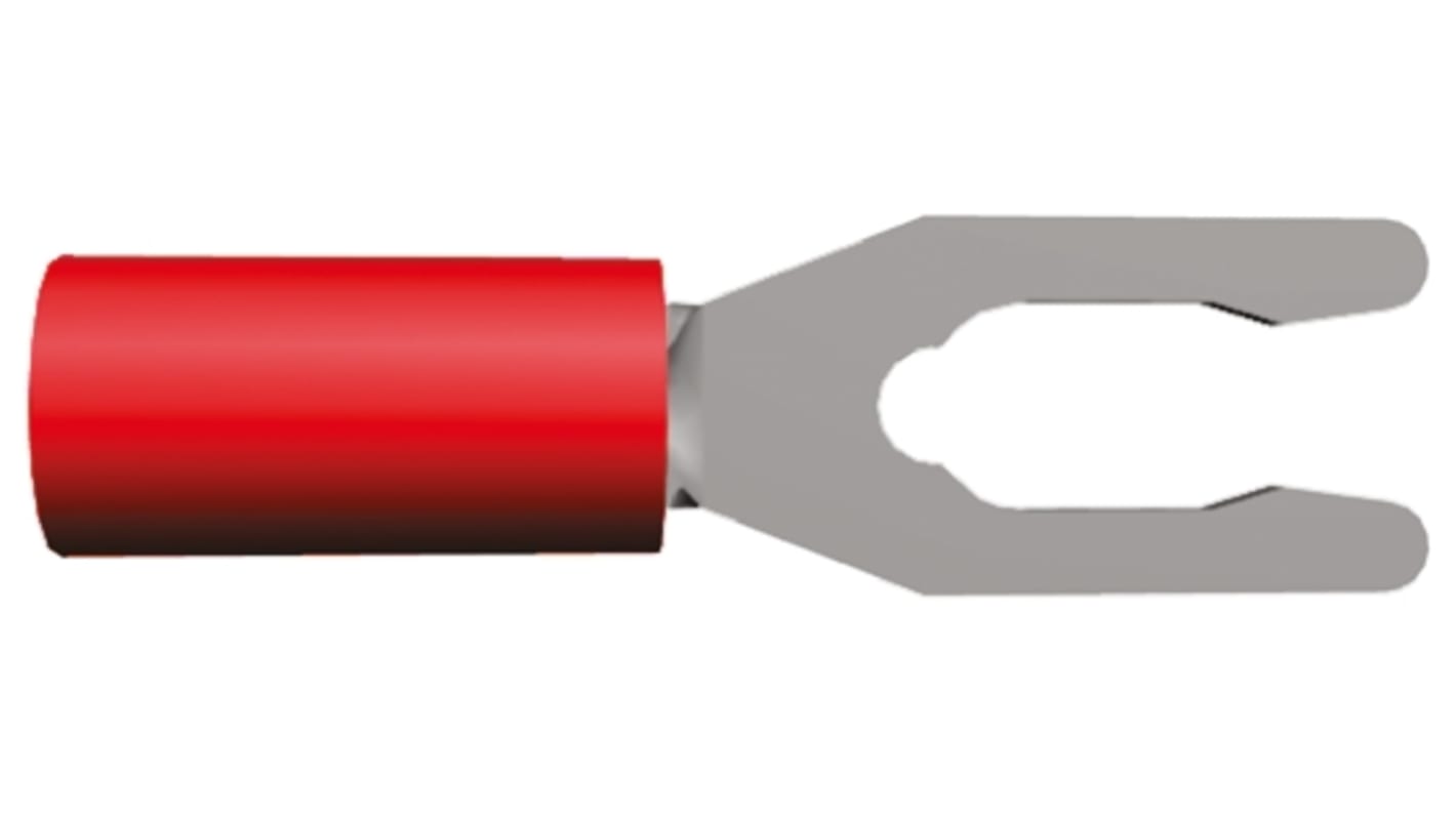 TE Connectivity, PIDG Insulated Crimp Spade Connector, 0.26mm² to 1.65mm², 22AWG to 16AWG, M4 (#8) Stud Size Nylon, Red