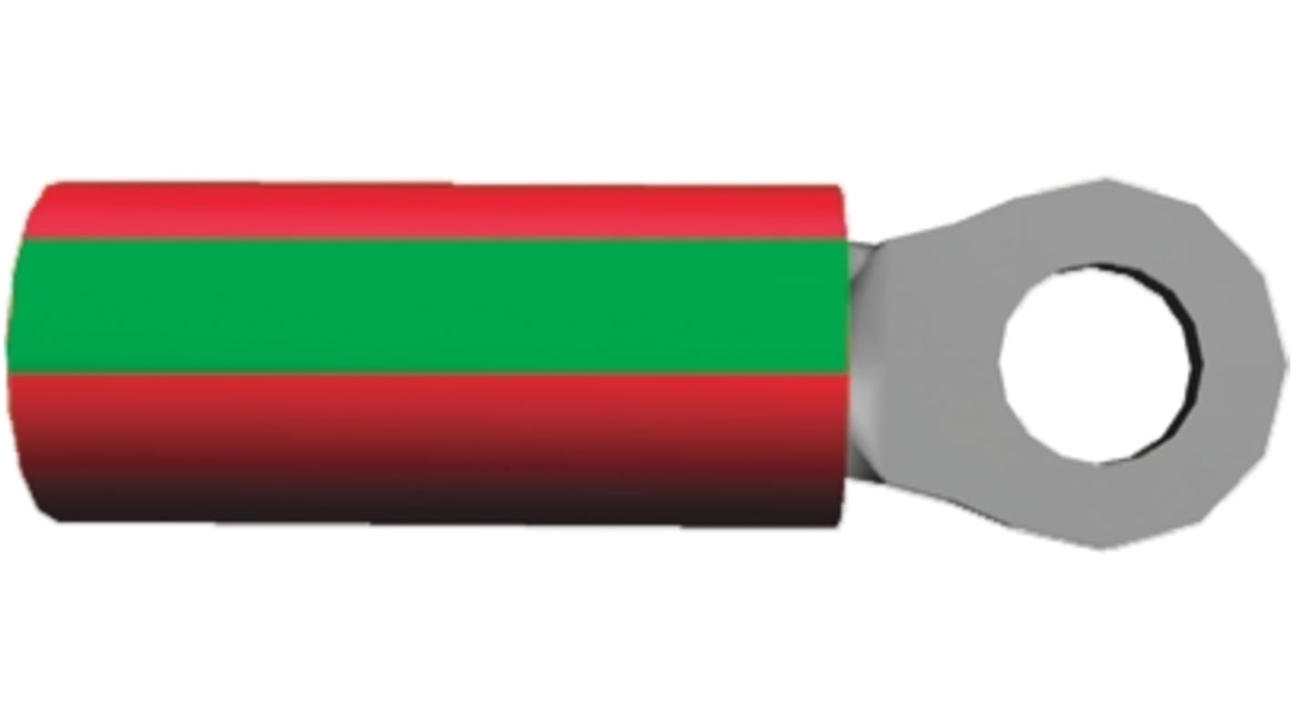 TE Connectivity 绝缘铜线鼻子, M2.5螺栓, 1.65mm²线规, 绿色，红色, PIDG系列