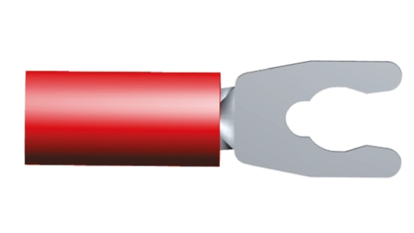 TE Connectivity krimpelhető késes csatlakozó PLASTI-GRIP sorozatú Szigetelt, M3 (#5), Vörös 16AWG 1.65mm² 22AWG 0.26mm²