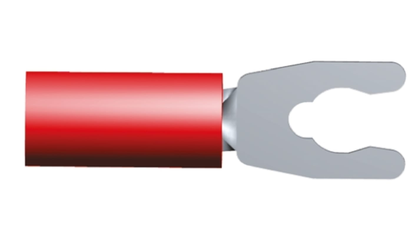 Cosse à fourche à sertir TE Connectivity série PIDG Isolée, Rouge 16AWG 1.65mm² 22AWG 0.26mm²