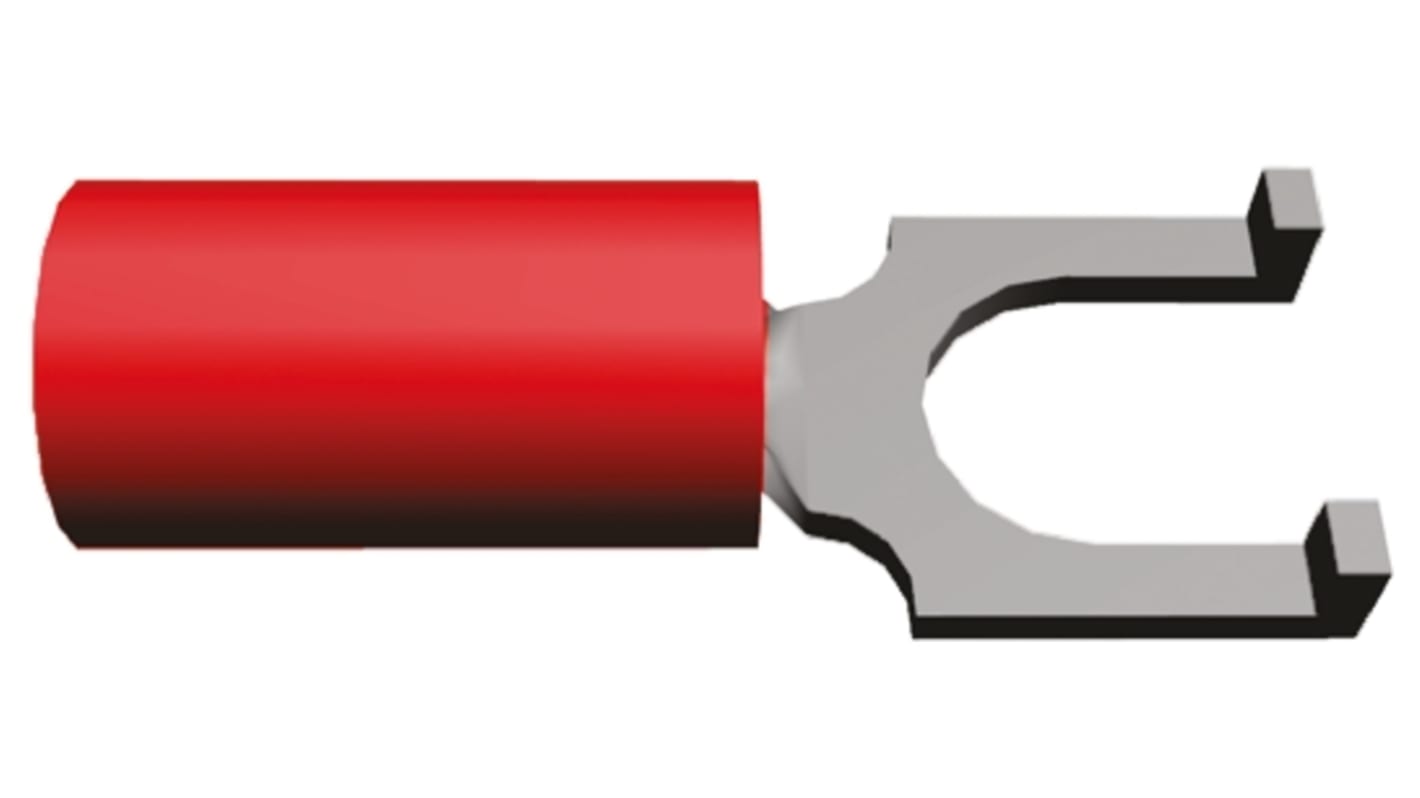 TE Connectivity, PLASTI-GRIP Insulated Crimp Spade Connector, 0.26mm² to 1.65mm², 22AWG to 16AWG, M5 Stud Size PVC, Red