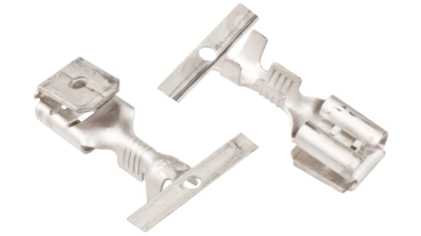 TE Connectivity FASTON .250 Uninsulated Female Spade Connector, Piggyback Terminal, 6.35 x 0.8mm Tab Size, 0.8mm² to