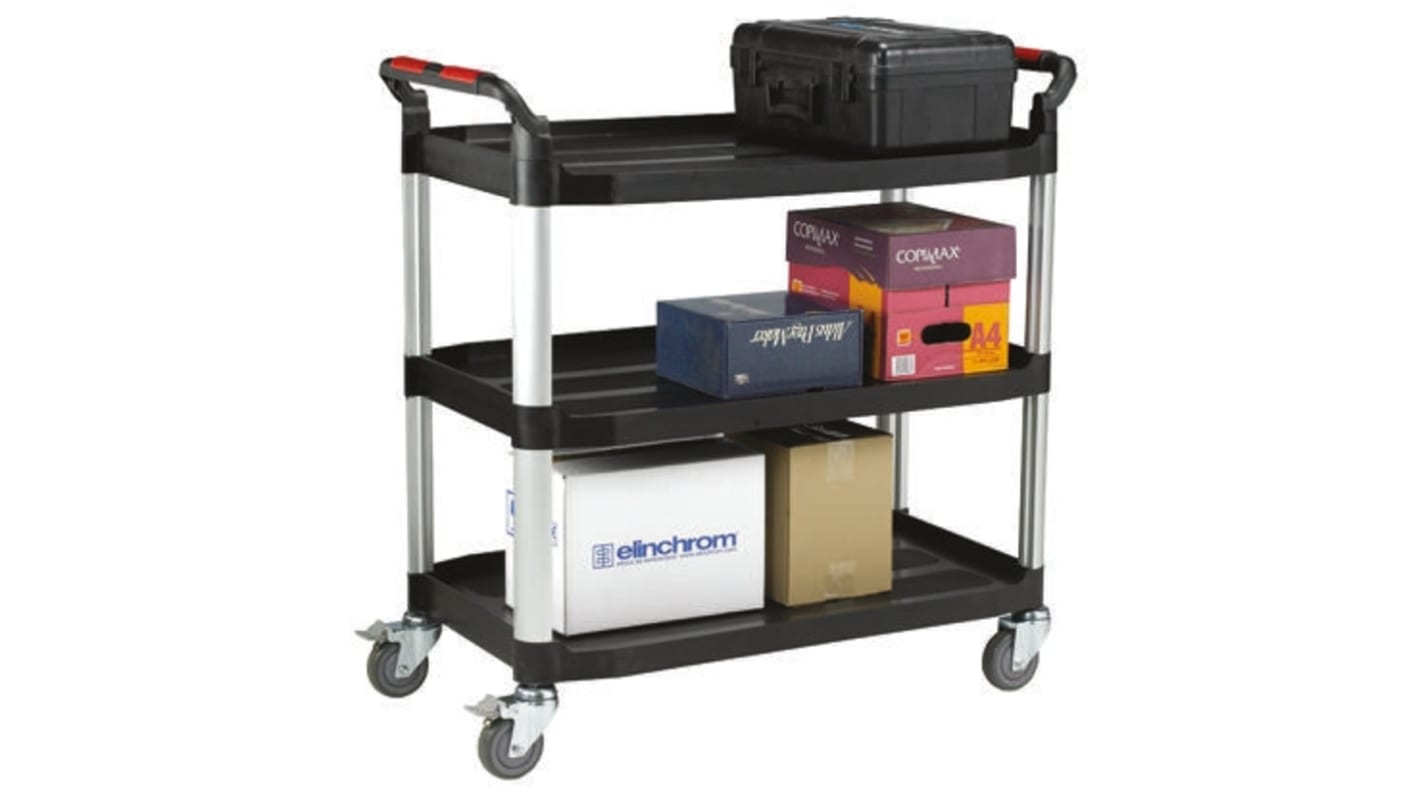 RS PRO 3 Shelf Thermoplastic Trolley Trolley, 866 x 500mm, 200kg Load