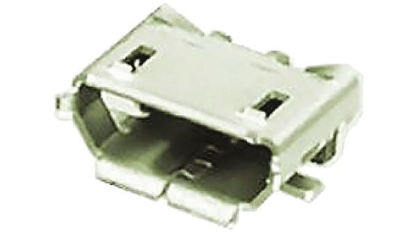 TE Connectivity Right Angle, SMT, Socket Type B 2.0 USB Connector